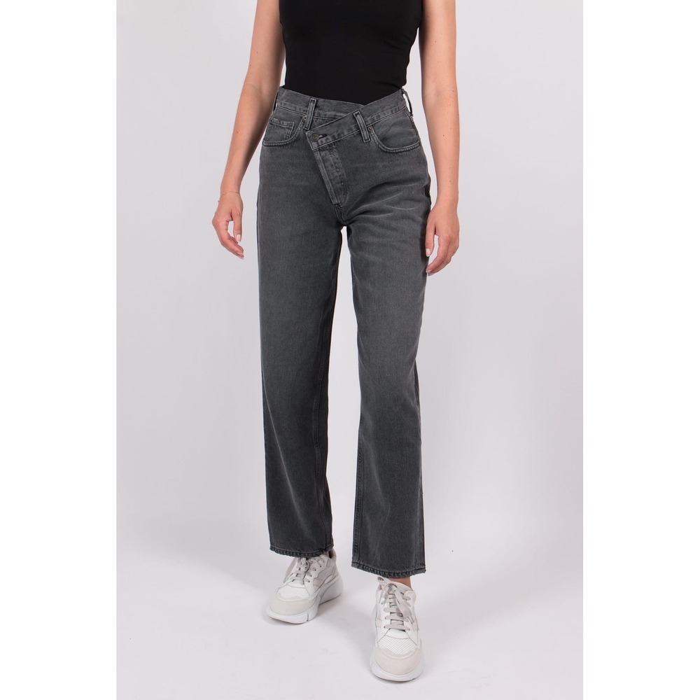 Agolde Criss Cross Baggy Straight Jeans Synchronize Charcoal Gray 23 Grunge Fall